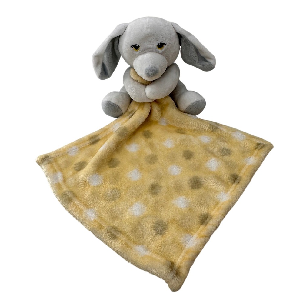 Little Beginnings Plush Puppy Dog Baby Security Blanket Lovey Yellow Polka Dot